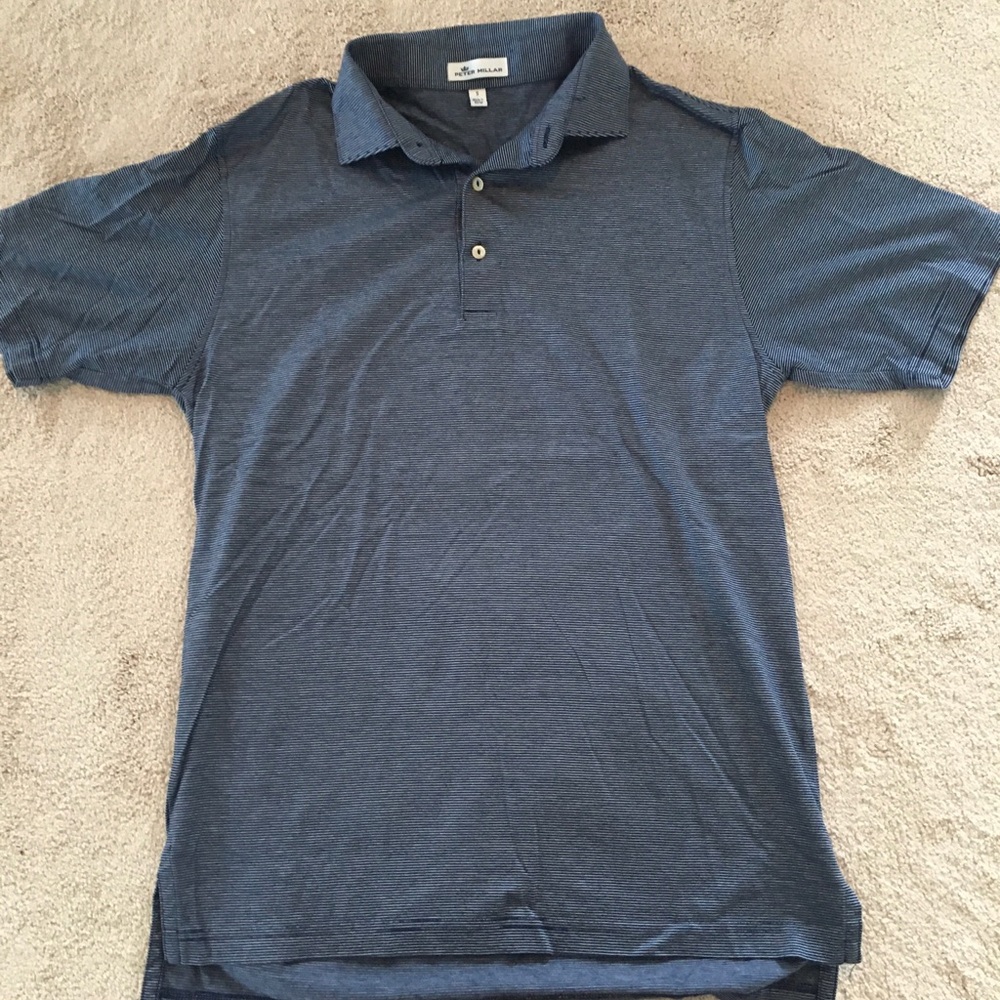 Peter Millar Mens Polo Small Navy/White Stripes